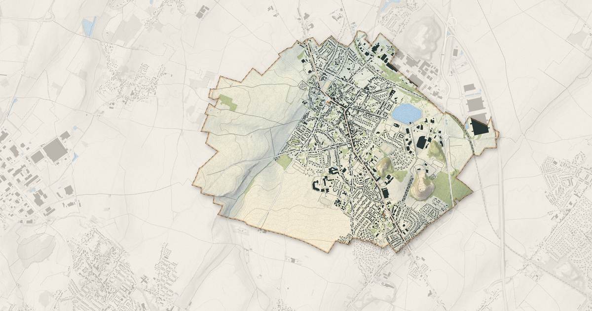 Portrait cartographique de Nœux-les-Mines : relief, eau, forêts, bâti et voies, calculés à partir des données de l'IGN