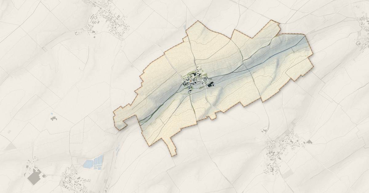 Portrait cartographique de Noreuil : relief, eau, forêts, bâti et voies, calculés à partir des données de l'IGN