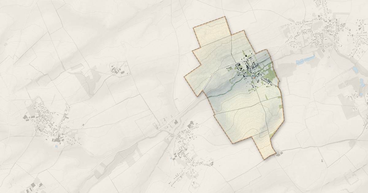 Portrait cartographique de Noyellette : relief, eau, forêts, bâti et voies, calculés à partir des données de l'IGN