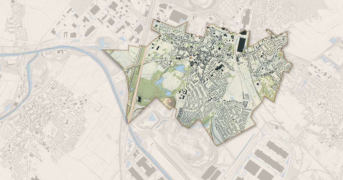 Portrait cartographique de Oignies : relief, eau, forêts, bâti et voies, calculés à partir des données de l'IGN