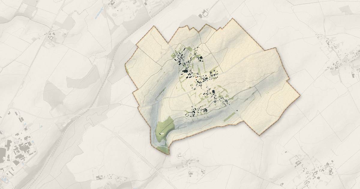 Portrait cartographique de Ostreville : relief, eau, forêts, bâti et voies, calculés à partir des données de l'IGN