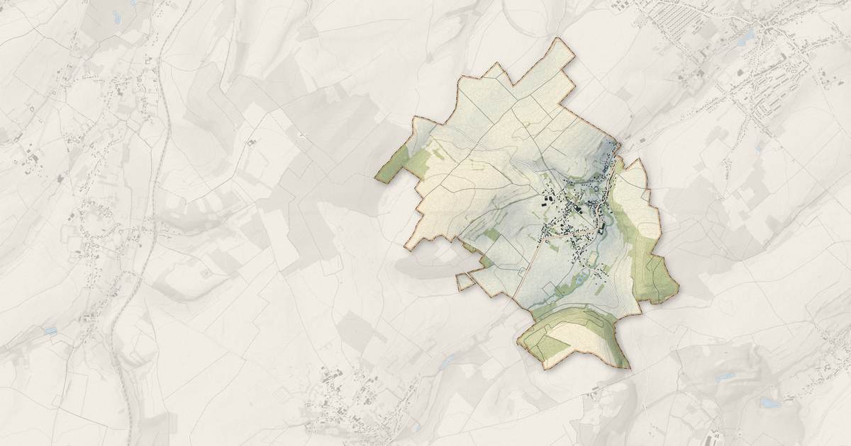 Portrait cartographique de Ourton : relief, eau, forêts, bâti et voies, calculés à partir des données de l'IGN