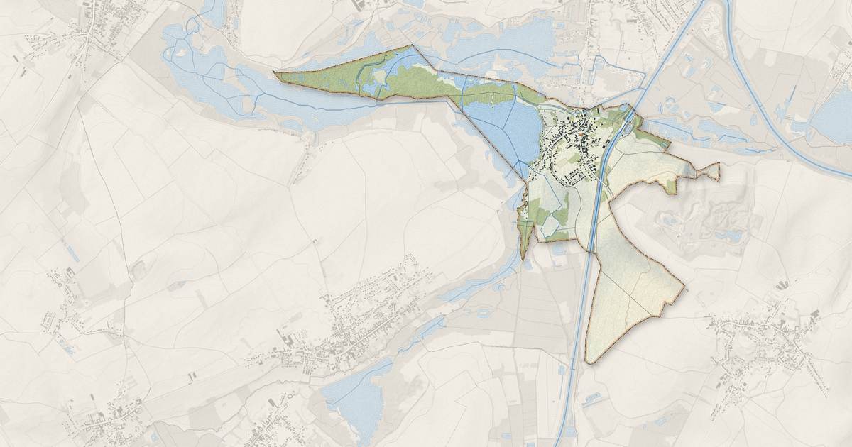 Portrait cartographique de Palluel : relief, eau, forêts, bâti et voies, calculés à partir des données de l'IGN