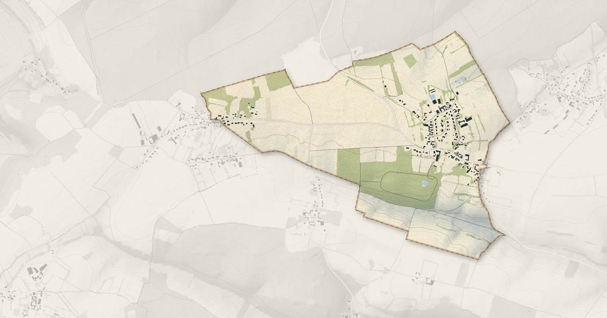 Portrait cartographique de Quercamps : relief, eau, forêts, bâti et voies, calculés à partir des données de l'IGN