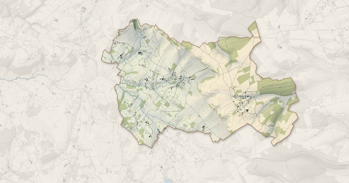 Portrait cartographique de Quesques : relief, eau, forêts, bâti et voies, calculés à partir des données de l'IGN