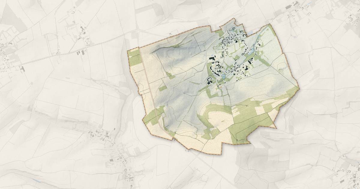 Portrait cartographique de Radinghem : relief, eau, forêts, bâti et voies, calculés à partir des données de l'IGN