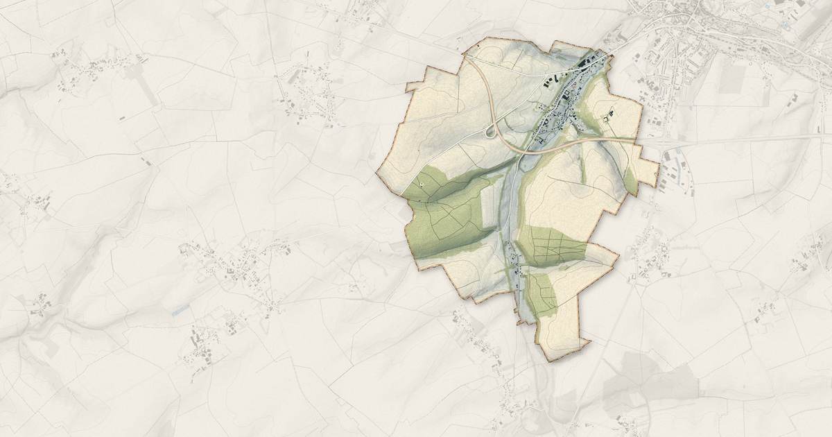 Portrait cartographique de Ramecourt : relief, eau, forêts, bâti et voies, calculés à partir des données de l'IGN