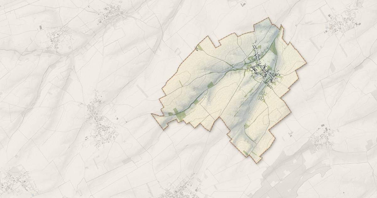 Portrait cartographique de Ransart : relief, eau, forêts, bâti et voies, calculés à partir des données de l'IGN