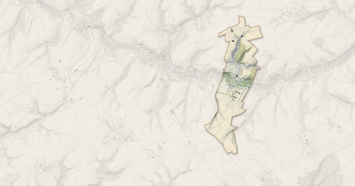 Portrait cartographique de Rebreuve-sur-Canche : relief, eau, forêts, bâti et voies, calculés à partir des données de l'IGN