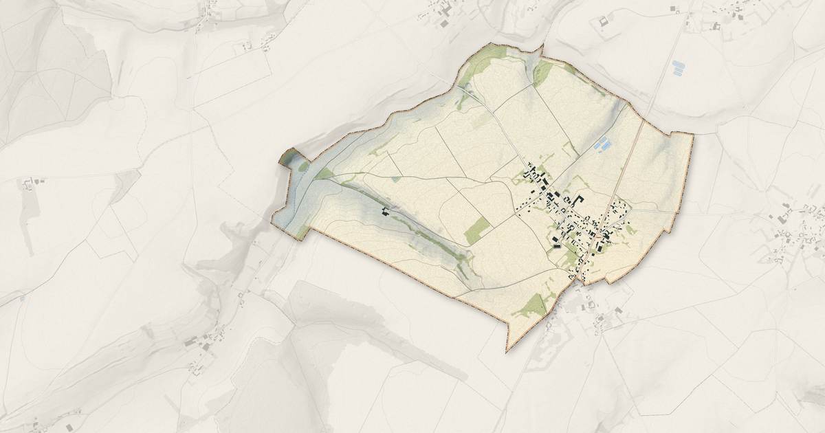 Portrait cartographique de Regnauville : relief, eau, forêts, bâti et voies, calculés à partir des données de l'IGN