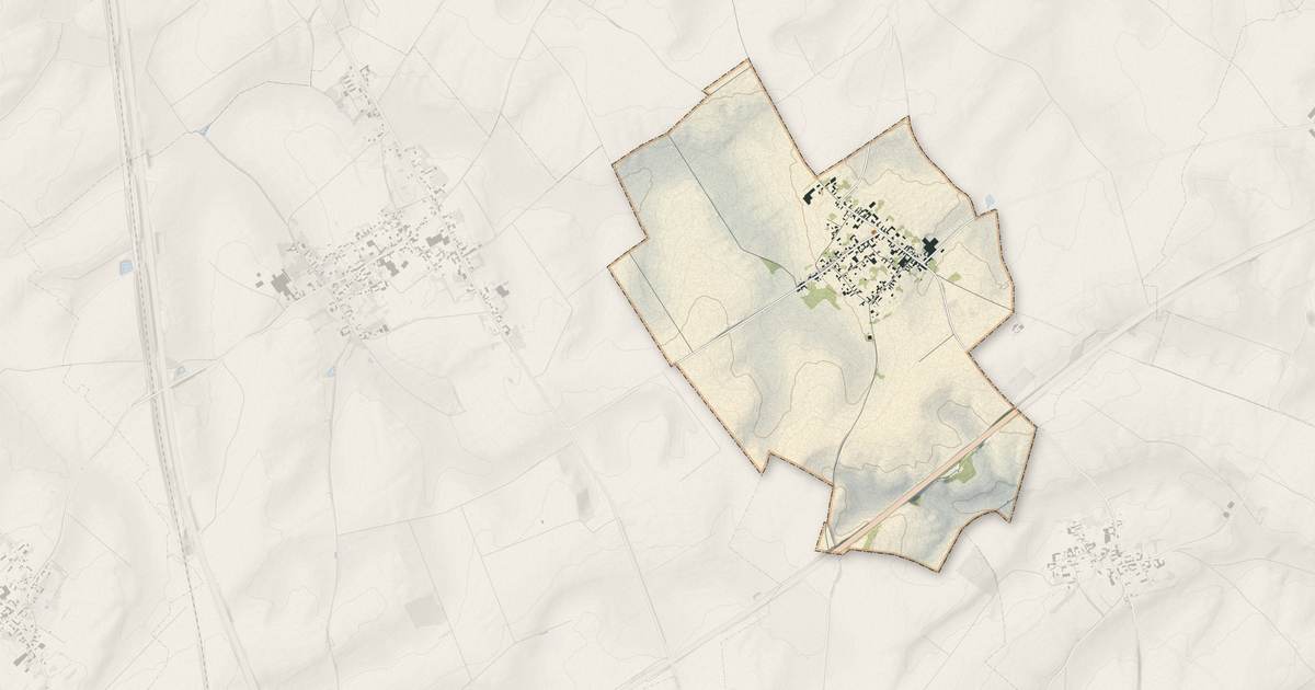 Portrait cartographique de Rocquigny : relief, eau, forêts, bâti et voies, calculés à partir des données de l'IGN