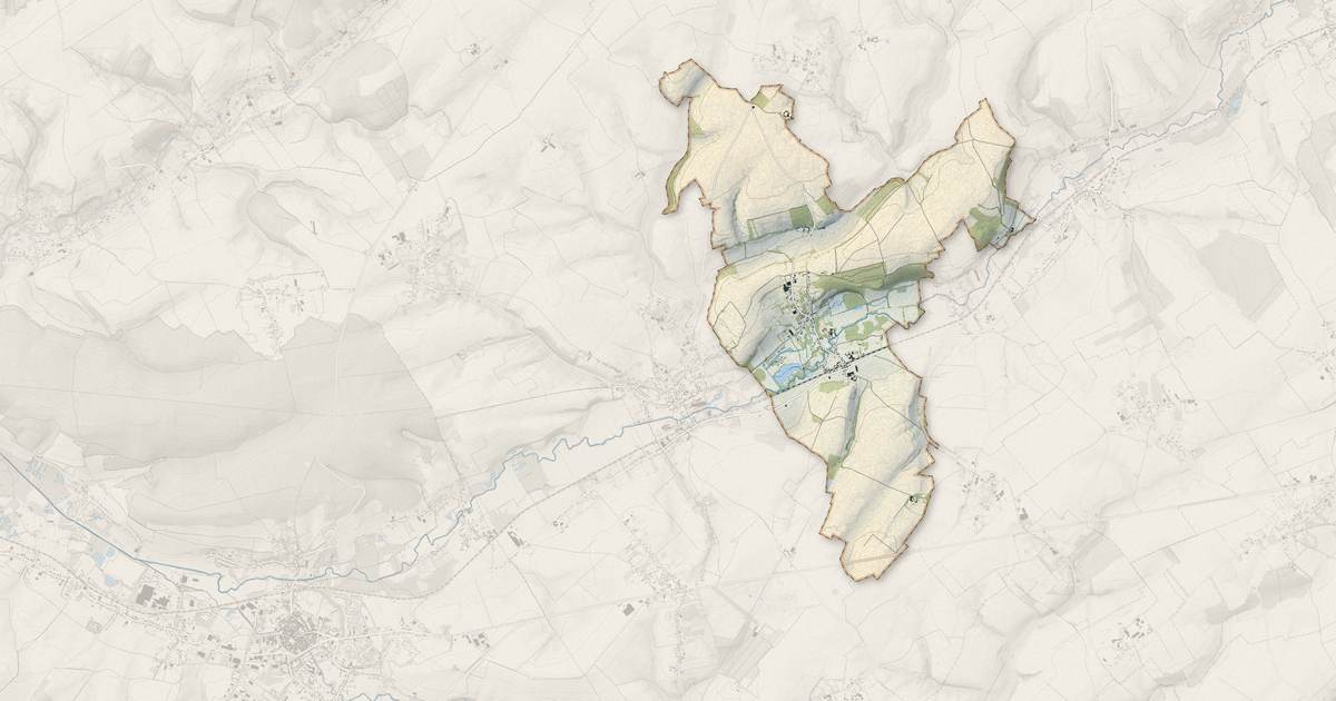 Portrait cartographique de Rollancourt : relief, eau, forêts, bâti et voies, calculés à partir des données de l'IGN