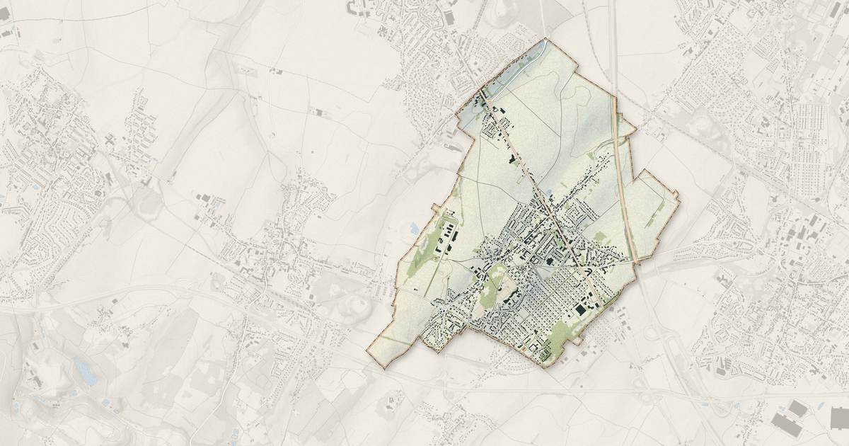 Portrait cartographique de Sains-en-Gohelle : relief, eau, forêts, bâti et voies, calculés à partir des données de l'IGN