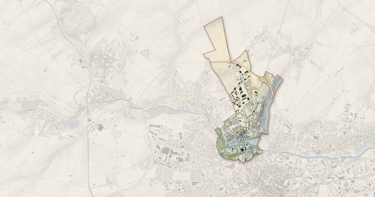Portrait cartographique de Sainte-Catherine : relief, eau, forêts, bâti et voies, calculés à partir des données de l'IGN