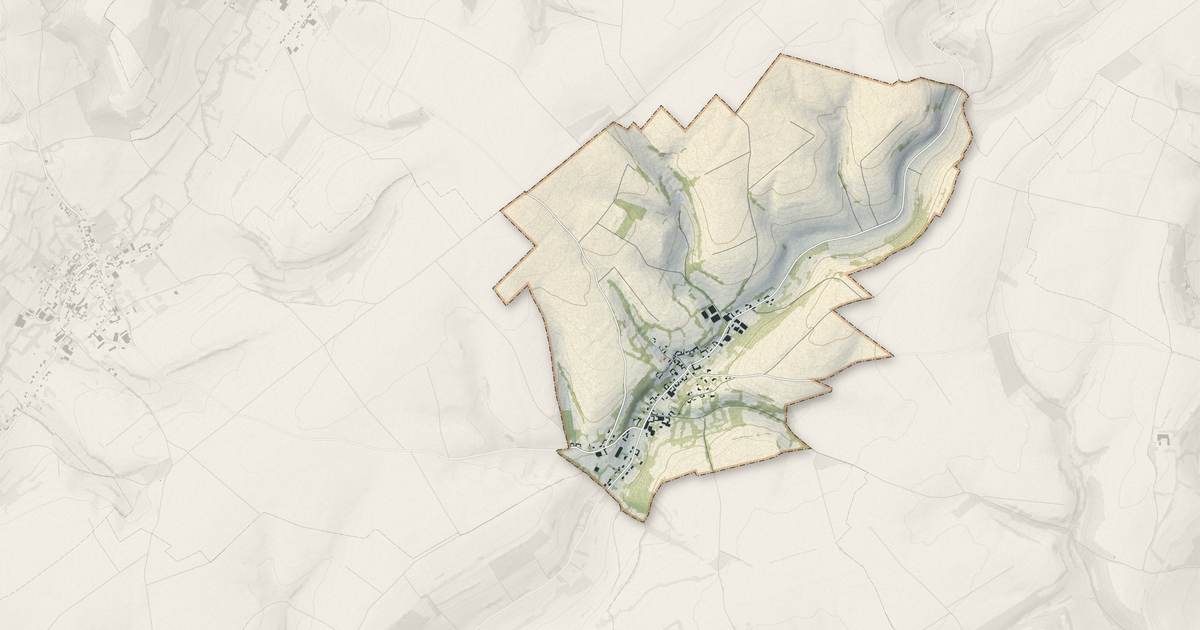 Portrait cartographique de Saint-Denœux : relief, eau, forêts, bâti et voies, calculés à partir des données de l'IGN