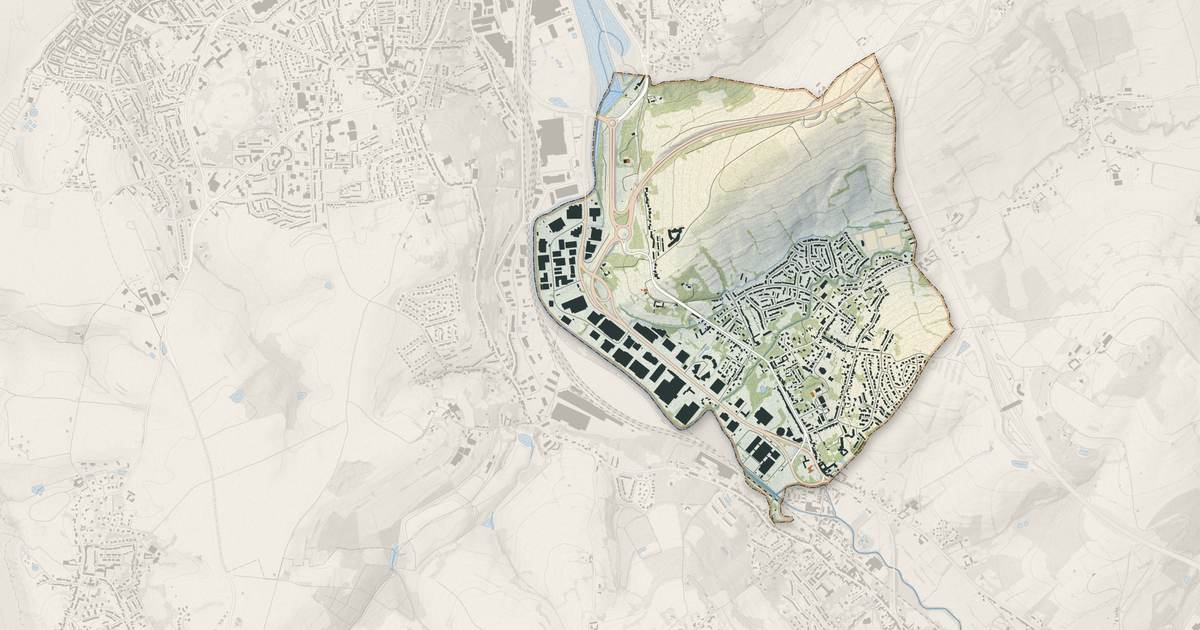 Portrait cartographique de Saint-Léonard : relief, eau, forêts, bâti et voies, calculés à partir des données de l'IGN