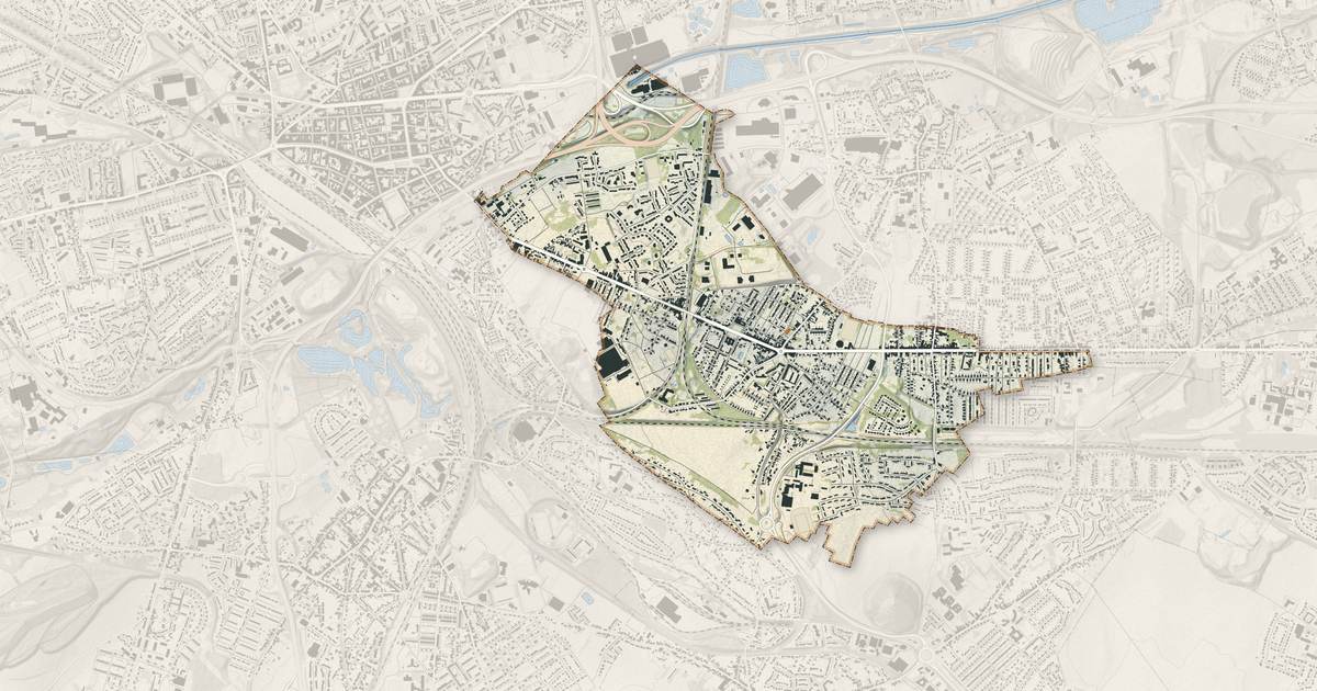 Portrait cartographique de Sallaumines : relief, eau, forêts, bâti et voies, calculés à partir des données de l'IGN