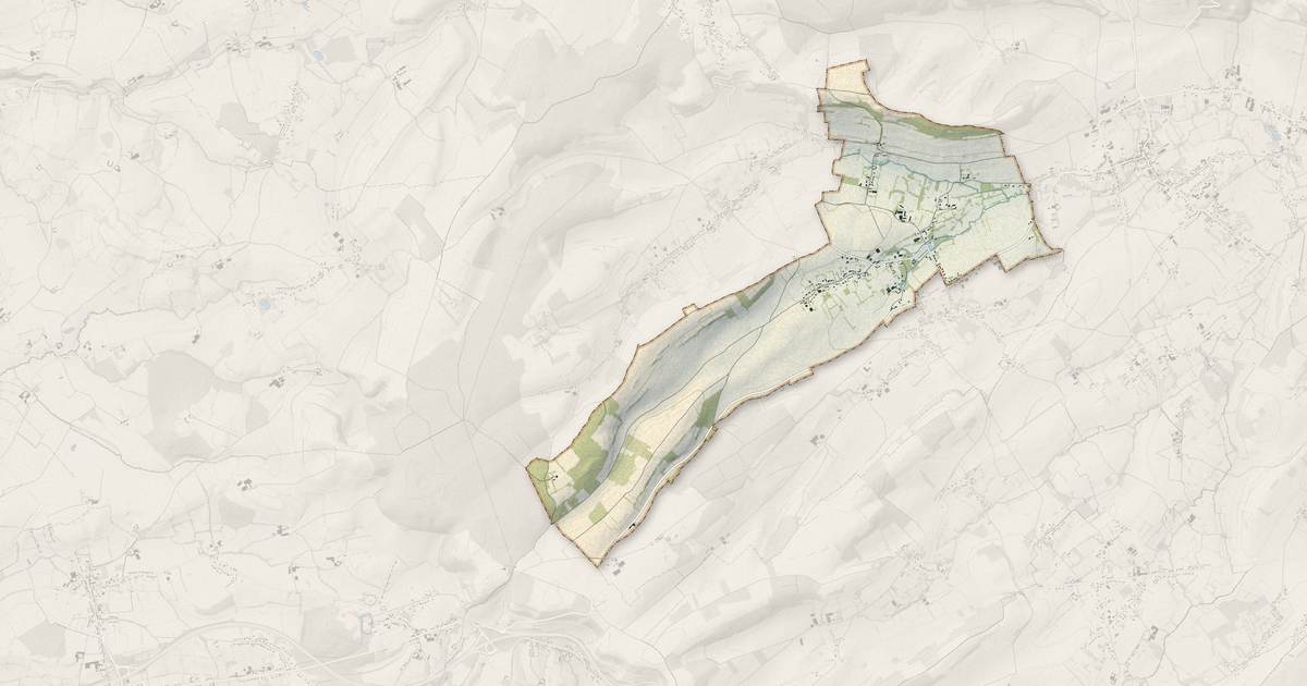 Portrait cartographique de Sanghen : relief, eau, forêts, bâti et voies, calculés à partir des données de l'IGN