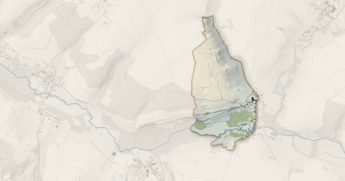 Portrait cartographique de Thièvres : relief, eau, forêts, bâti et voies, calculés à partir des données de l'IGN