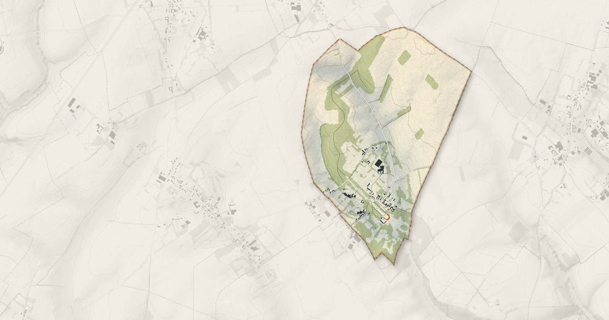 Portrait cartographique de Tramecourt : relief, eau, forêts, bâti et voies, calculés à partir des données de l'IGN