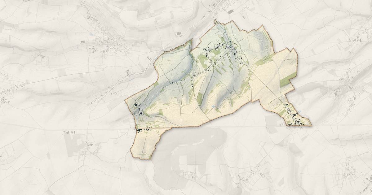 Portrait cartographique de Vaudringhem : relief, eau, forêts, bâti et voies, calculés à partir des données de l'IGN