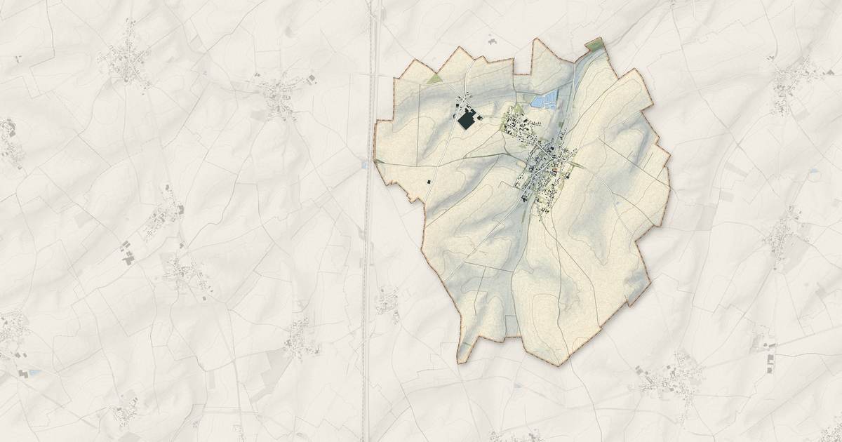 Portrait cartographique de Vaulx-Vraucourt : relief, eau, forêts, bâti et voies, calculés à partir des données de l'IGN