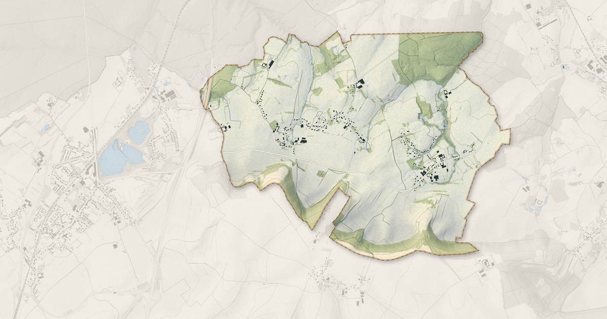 Portrait cartographique de Verlincthun : relief, eau, forêts, bâti et voies, calculés à partir des données de l'IGN