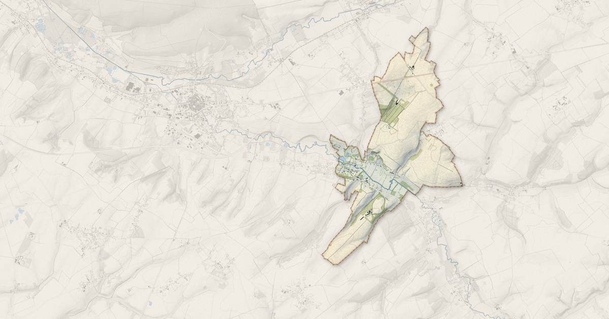 Portrait cartographique de Vieil-Hesdin : relief, eau, forêts, bâti et voies, calculés à partir des données de l'IGN