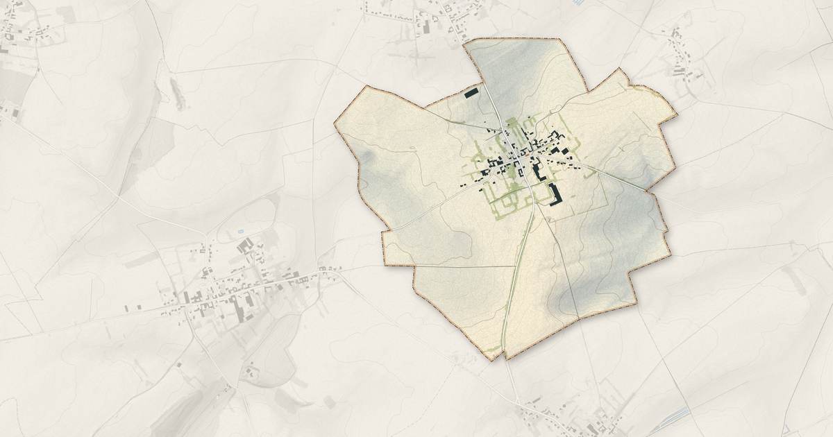 Portrait cartographique de Villers-Sir-Simon : relief, eau, forêts, bâti et voies, calculés à partir des données de l'IGN
