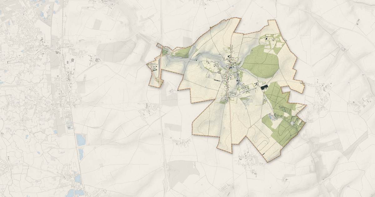 Portrait cartographique de Wailly-Beaucamp : relief, eau, forêts, bâti et voies, calculés à partir des données de l'IGN