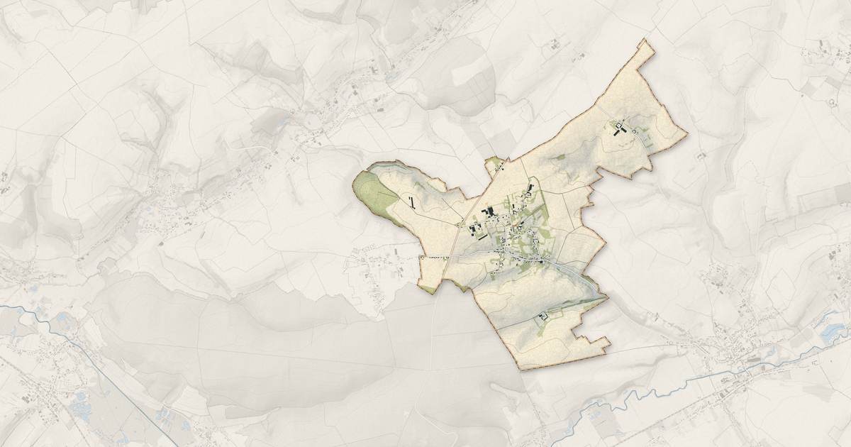 Portrait cartographique de Wamin : relief, eau, forêts, bâti et voies, calculés à partir des données de l'IGN