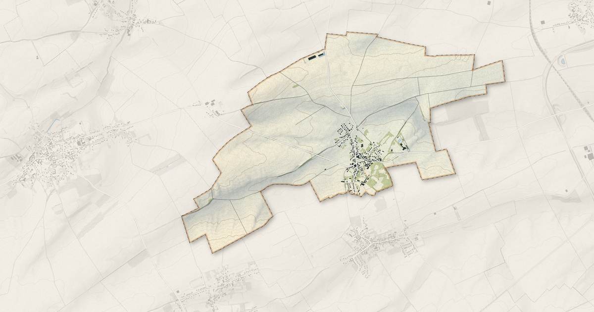 Portrait cartographique de Warlus : relief, eau, forêts, bâti et voies, calculés à partir des données de l'IGN