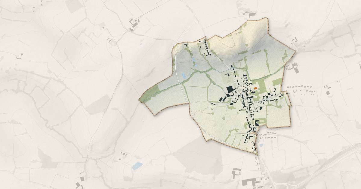 Portrait cartographique de Le Wast : relief, eau, forêts, bâti et voies, calculés à partir des données de l'IGN