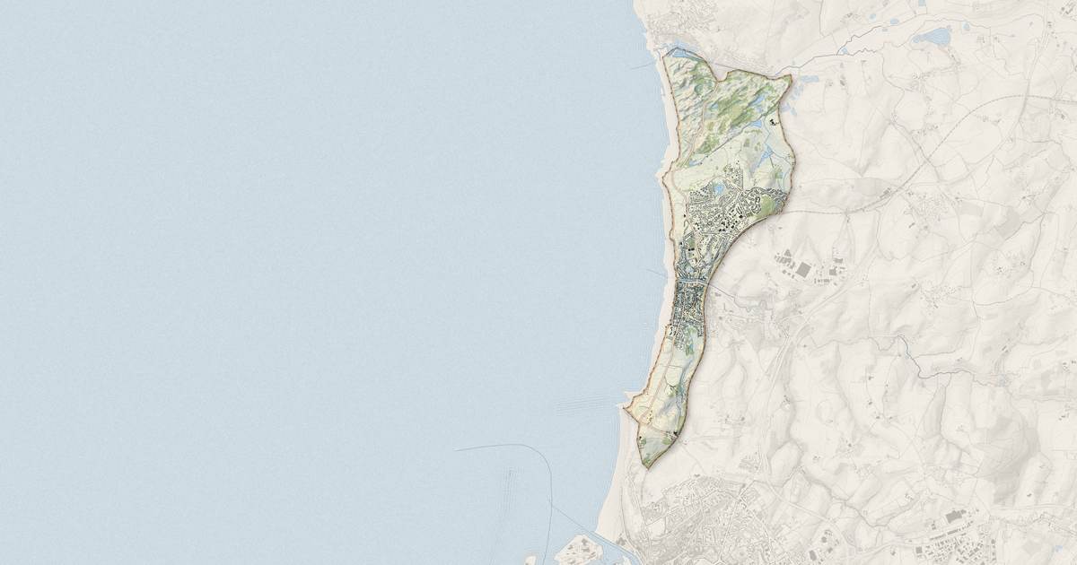 Portrait cartographique de Wimereux : relief, eau, forêts, bâti et voies, calculés à partir des données de l'IGN
