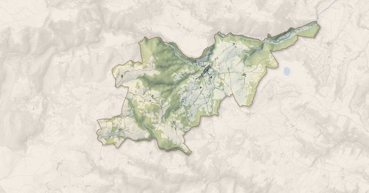 Portrait cartographique de Ardes : relief, eau, forêts, bâti et voies, calculés à partir des données de l'IGN