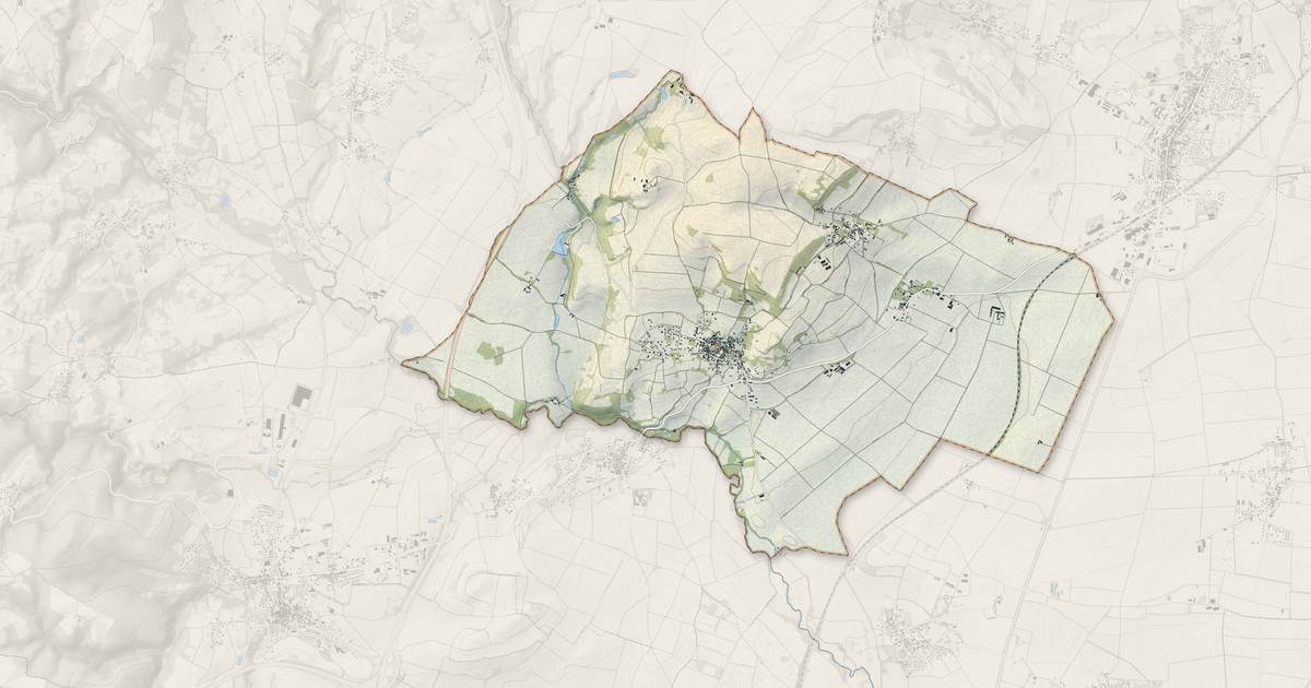 Portrait cartographique de Artonne : relief, eau, forêts, bâti et voies, calculés à partir des données de l'IGN