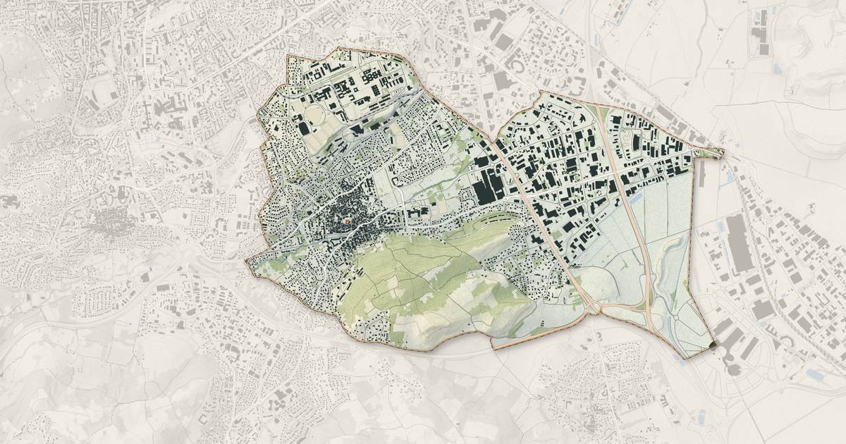 Portrait cartographique de Aubière : relief, eau, forêts, bâti et voies, calculés à partir des données de l'IGN