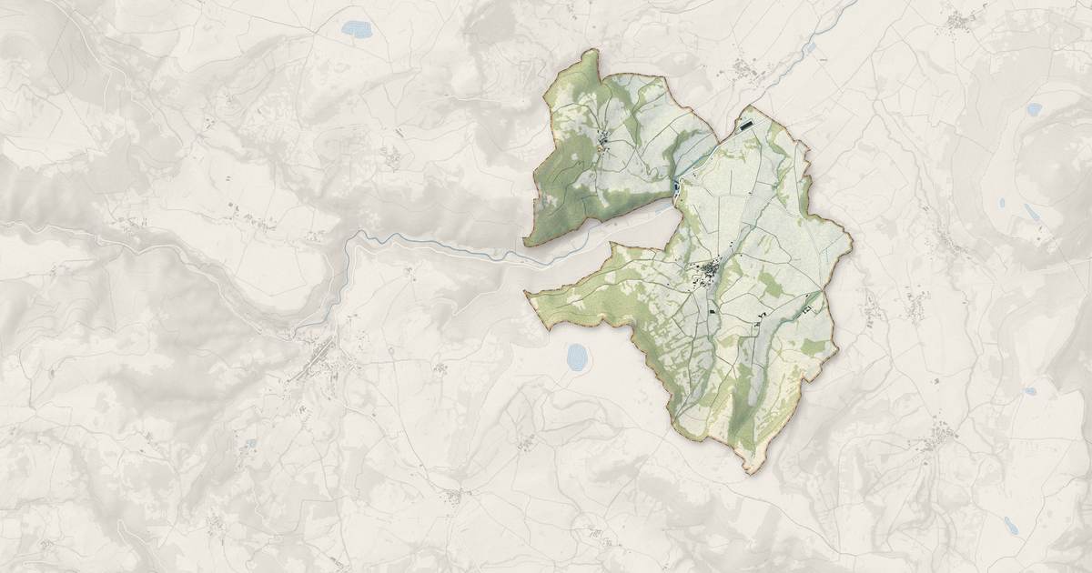 Portrait cartographique de Augnat : relief, eau, forêts, bâti et voies, calculés à partir des données de l'IGN