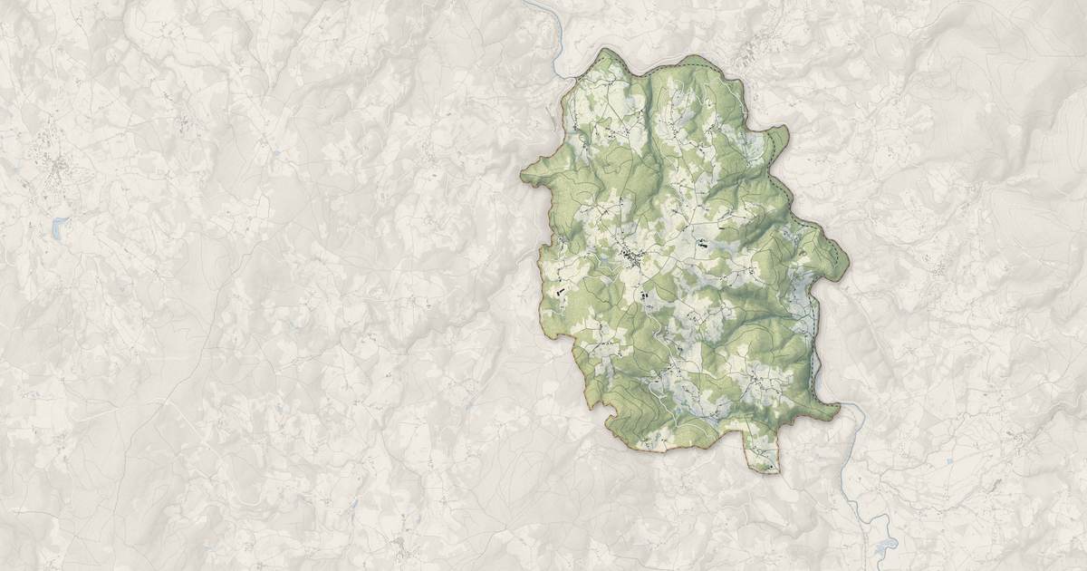 Portrait cartographique de Bertignat : relief, eau, forêts, bâti et voies, calculés à partir des données de l'IGN