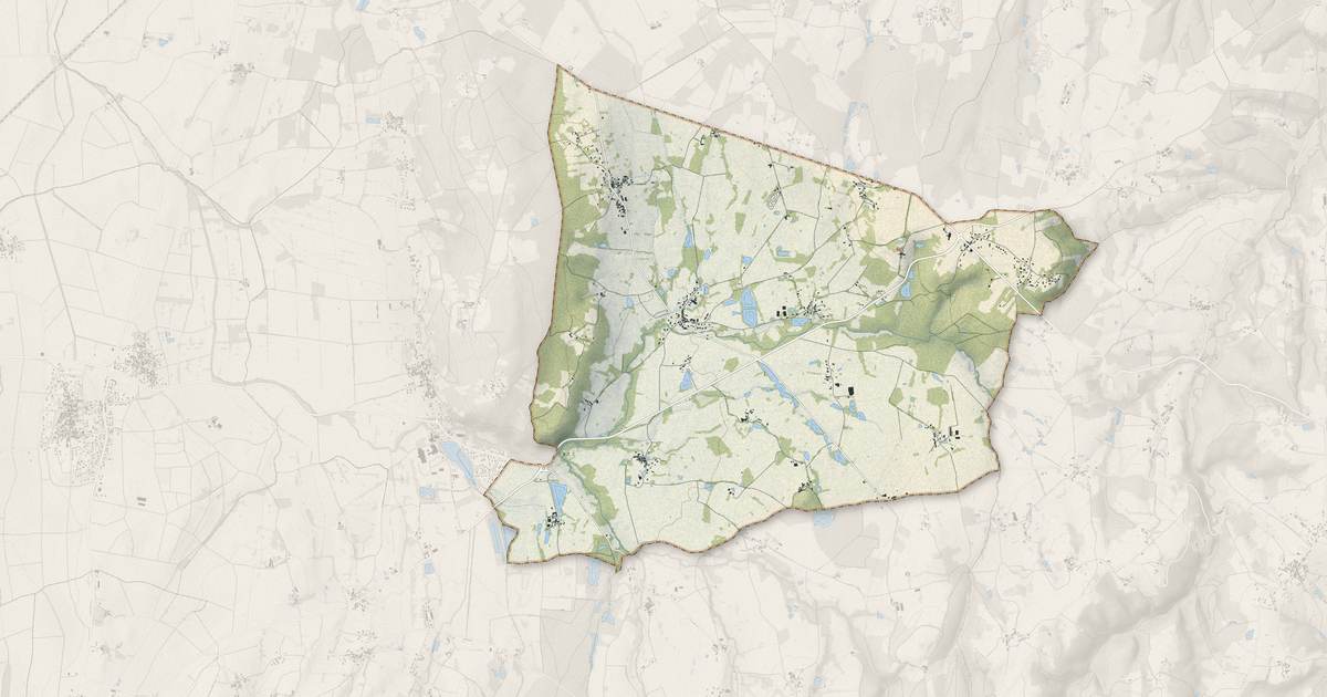 Portrait cartographique de Bort-l'Étang : relief, eau, forêts, bâti et voies, calculés à partir des données de l'IGN