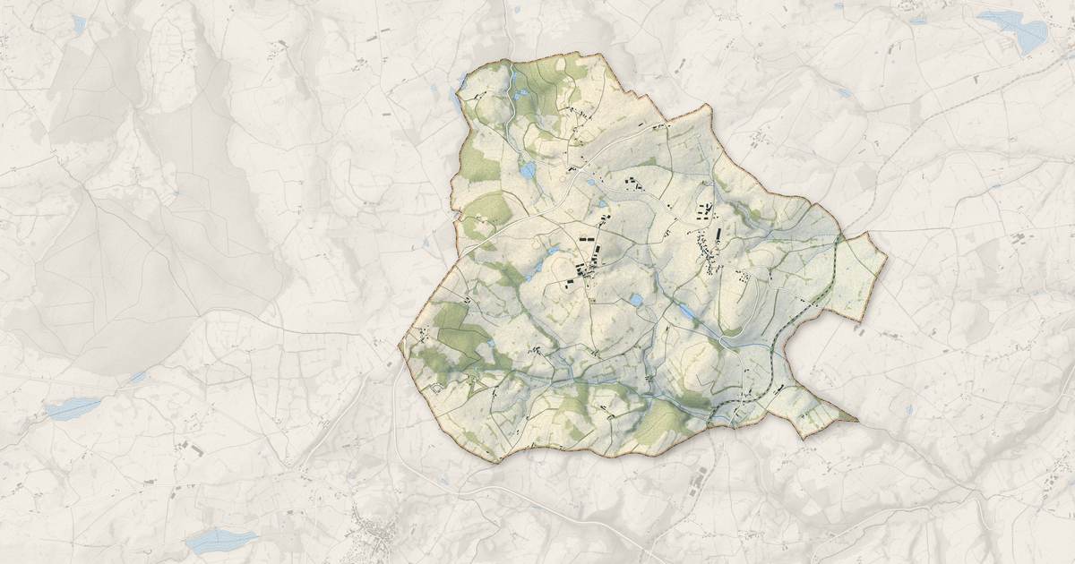 Portrait cartographique de Buxières-sous-Montaigut : relief, eau, forêts, bâti et voies, calculés à partir des données de l'IGN