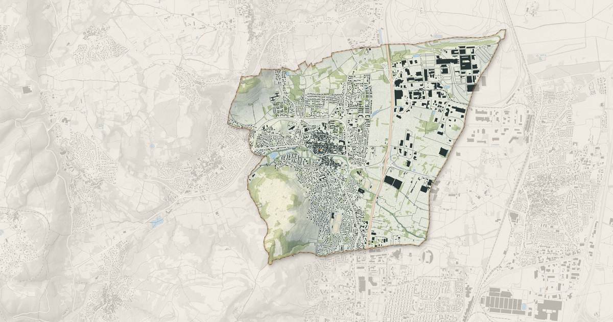 Portrait cartographique de Cébazat : relief, eau, forêts, bâti et voies, calculés à partir des données de l'IGN