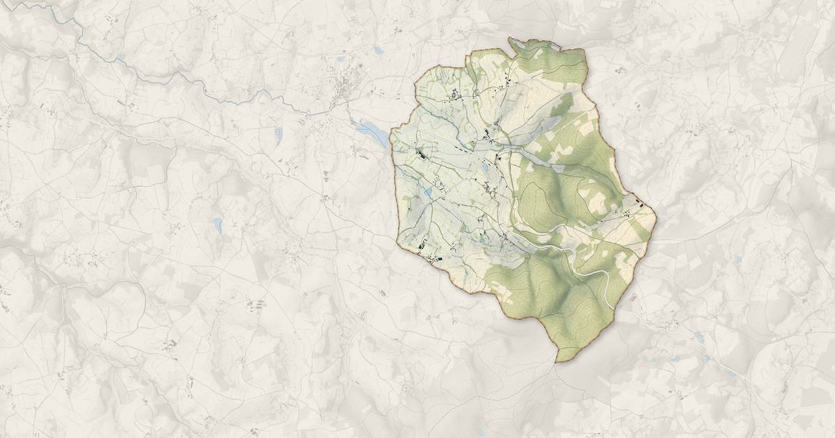 Portrait cartographique de La Cellette : relief, eau, forêts, bâti et voies, calculés à partir des données de l'IGN