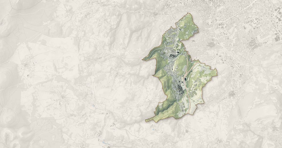 Portrait cartographique de Ceyrat : relief, eau, forêts, bâti et voies, calculés à partir des données de l'IGN