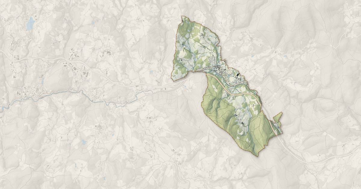 Portrait cartographique de Chabreloche : relief, eau, forêts, bâti et voies, calculés à partir des données de l'IGN