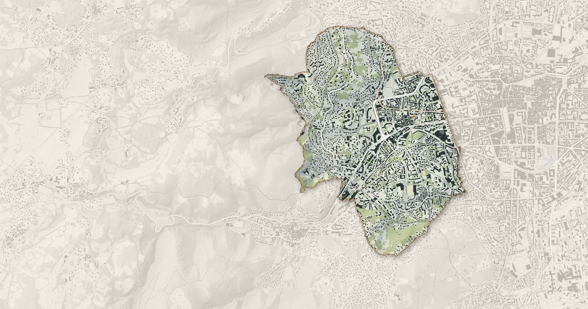 Portrait cartographique de Chamalières : relief, eau, forêts, bâti et voies, calculés à partir des données de l'IGN