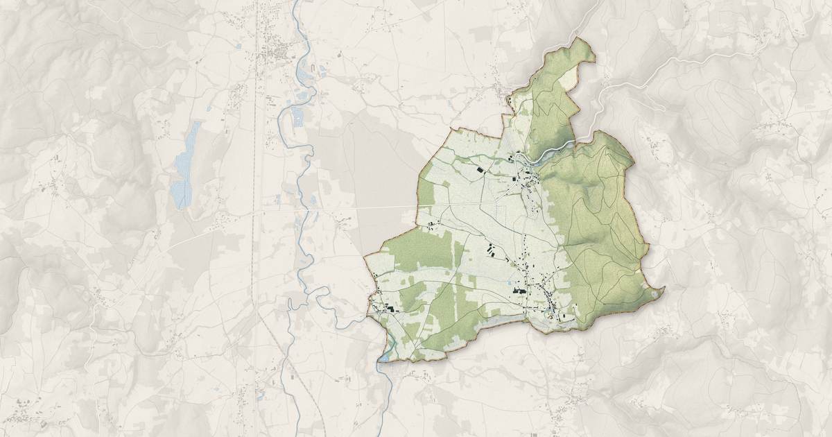 Portrait cartographique de Chaumont-le-Bourg : relief, eau, forêts, bâti et voies, calculés à partir des données de l'IGN