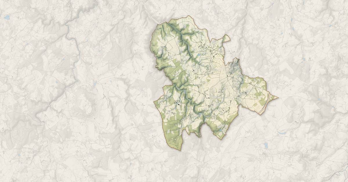 Portrait cartographique de Cisternes-la-Forêt : relief, eau, forêts, bâti et voies, calculés à partir des données de l'IGN