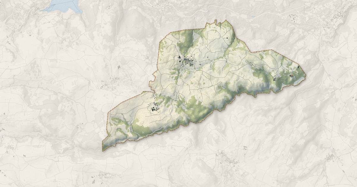 Portrait cartographique de Cournols : relief, eau, forêts, bâti et voies, calculés à partir des données de l'IGN