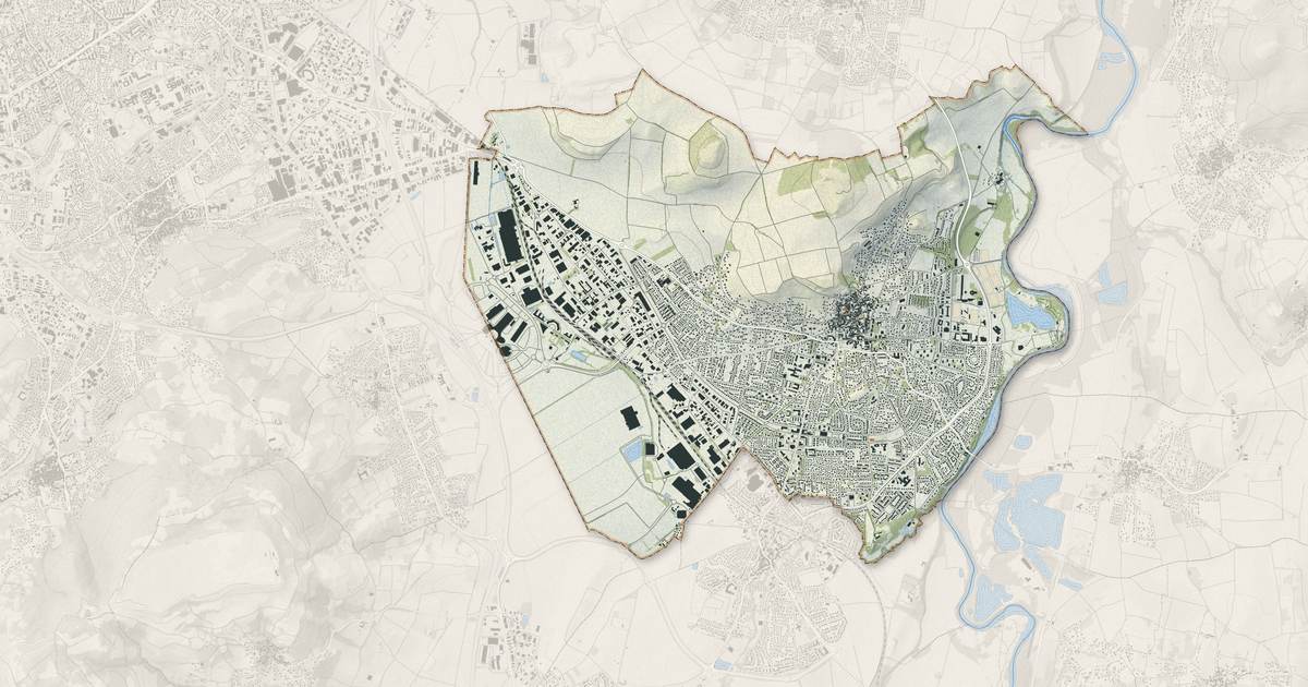 Portrait cartographique de Cournon-d'Auvergne : relief, eau, forêts, bâti et voies, calculés à partir des données de l'IGN